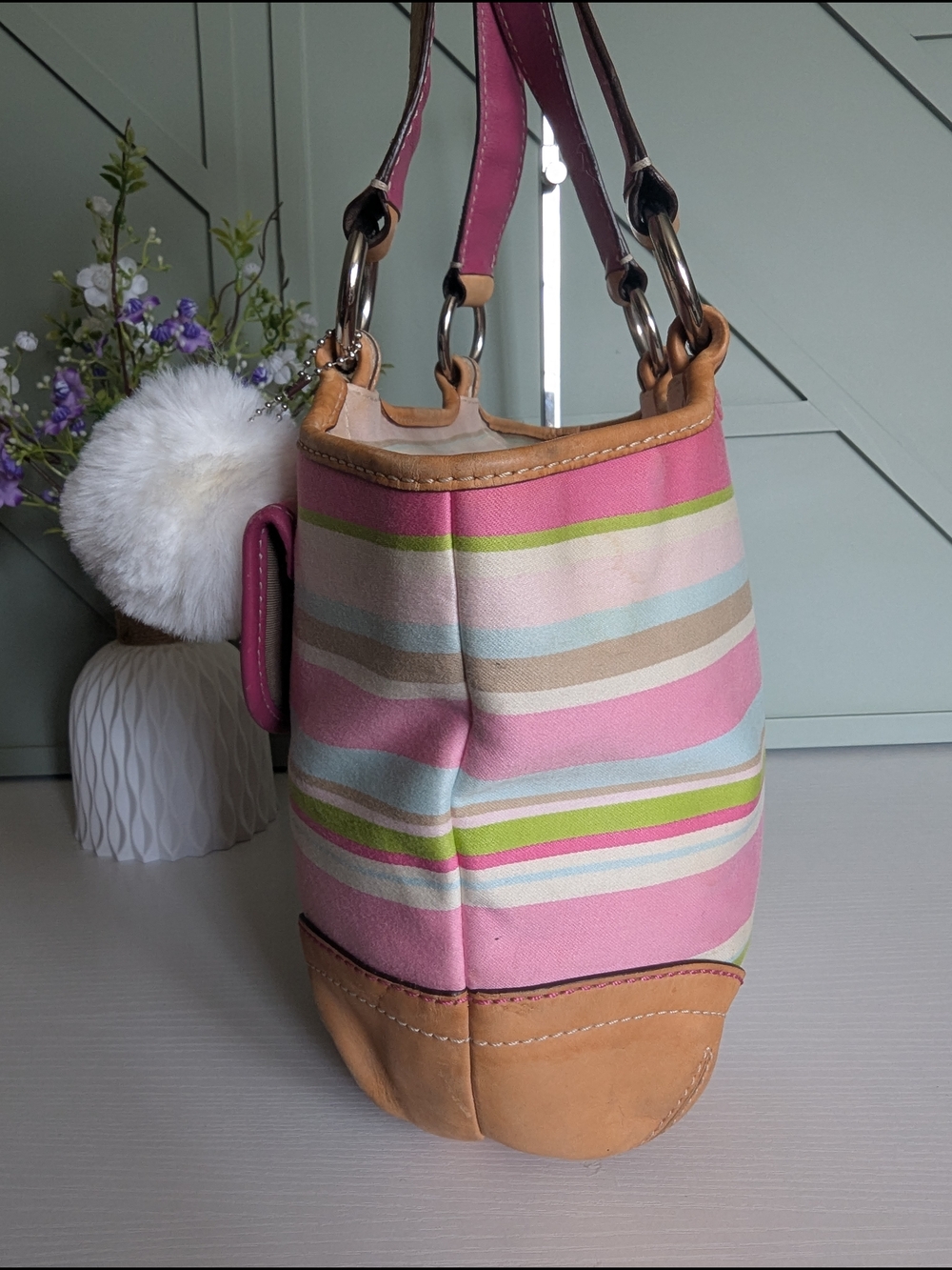 Coach Soho Twill Stripe Small Tote, a vintage - Picture 4 of 12